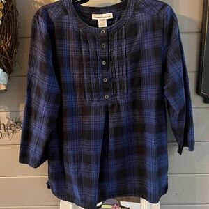 Serengeti Navy and Black Plaid Blouse